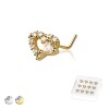 12PCS OF MULTI CZ BIG AND SMALL HEART 316L SURGICAL STEEL L-SHAPE NOSE BOX